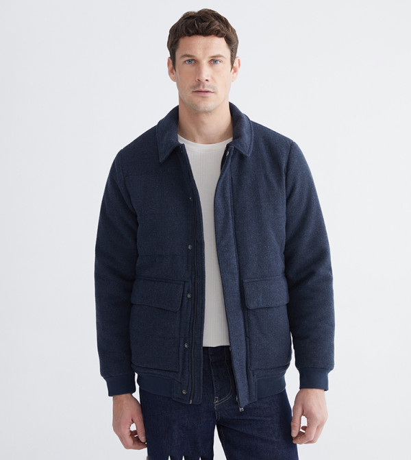 Long Sleeves Wool Blend Jacket