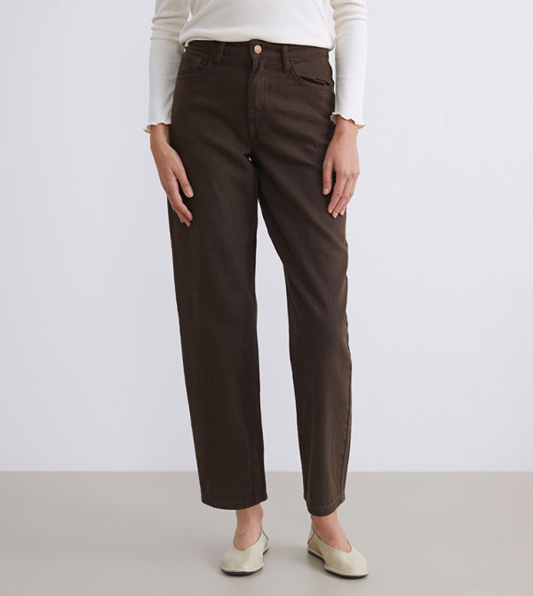 Washed High Waist Barrel Fit Jeans