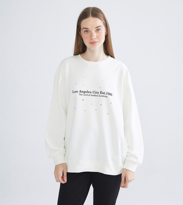 Printed Long Sleeves Oversized Sweatshirt