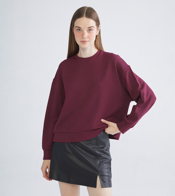 Solid Long Sleeves Oversized Sweatshirt