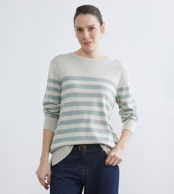 Striped Crew Neck Knitwear Sweater