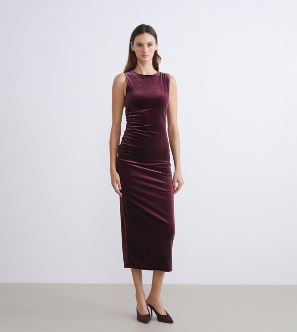 Solid Sleeveless Midi Dress