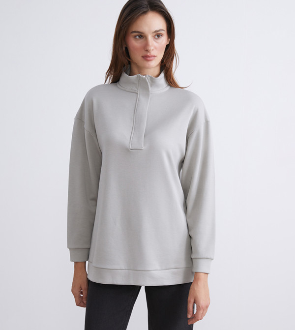 Solid Long Sleeves Tunic Sweatshirt