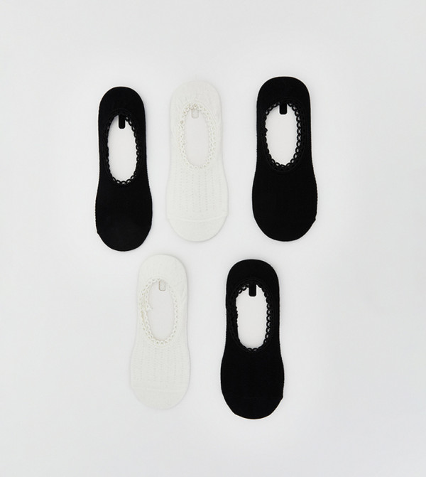 5 Pack Lace Trim No Show Socks