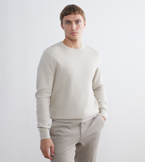 Textured Crew Neck Sweater