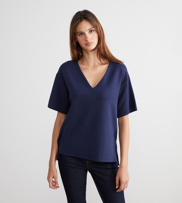 Solid V-Neck Short Sleeves T-Shirt
