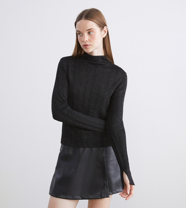 Knitted Mock Neck Sweater