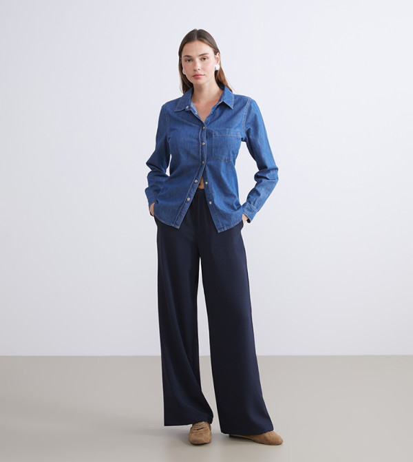 Drawstring Waist Wide Leg Pants