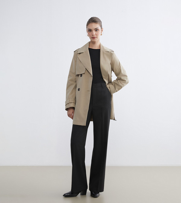 Solid High Rise Standard Fit Trousers