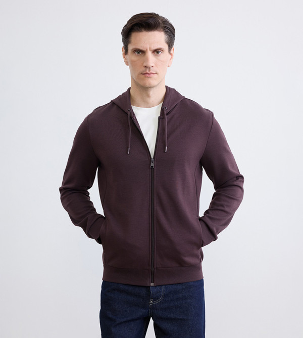 Zippered Long Sleeves Hooded Jacket