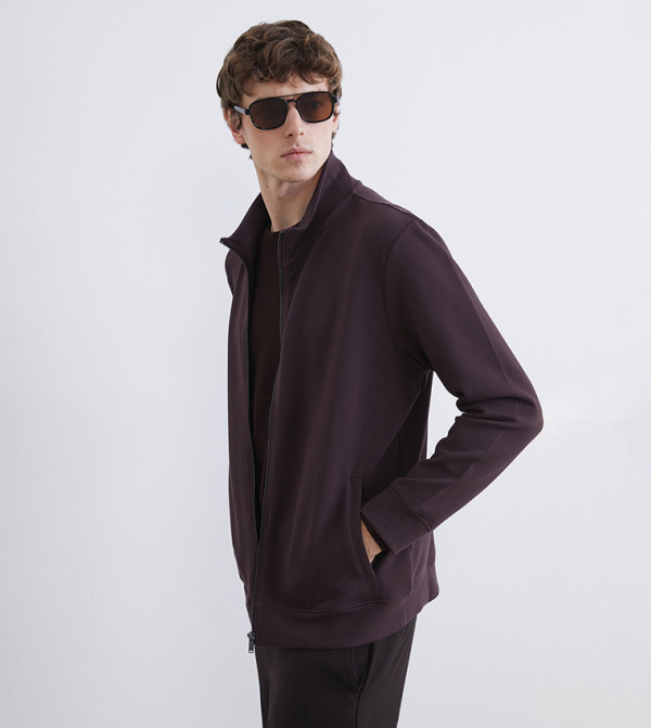 Solid Long Sleeves Zip-Up Jacket