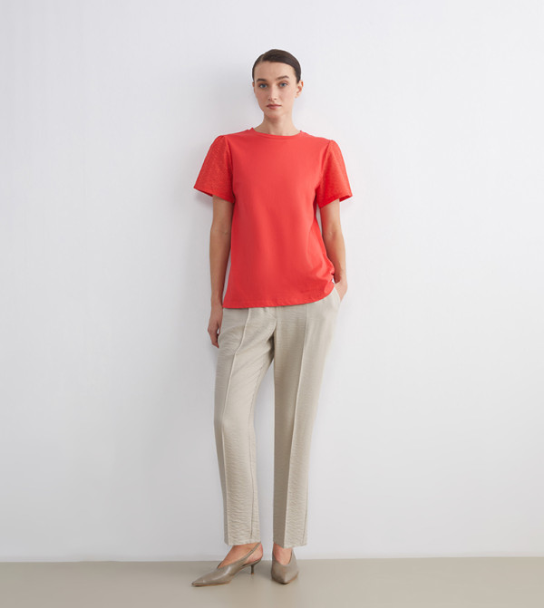 Textured Drawstring Waist Pants