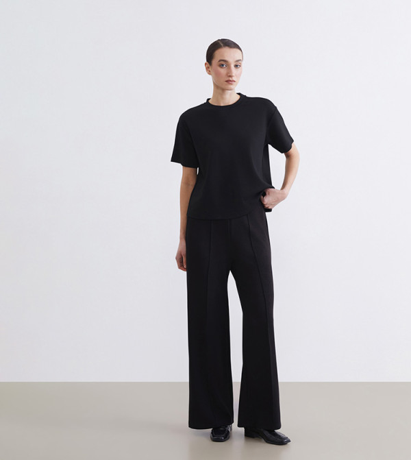 Solid Elastic Waist Modal Blend Sweatpants