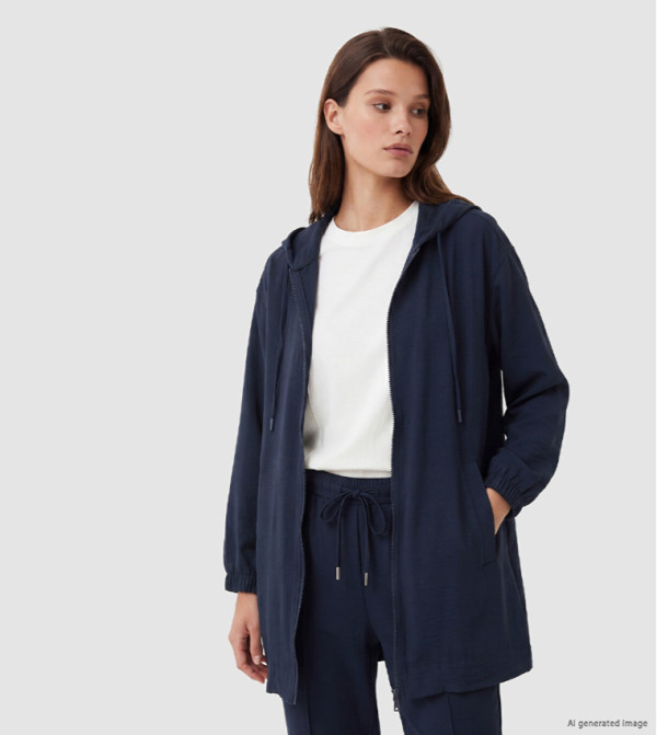 Solid Hooded Long Sleeves Oversized Tunic