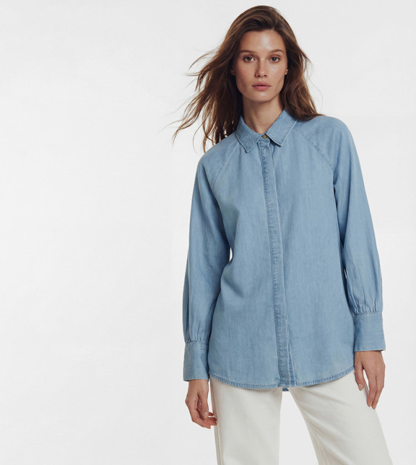 Modest Long Sleeves Denim Tunic