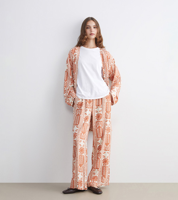 Patterned Wide Leg Pants
