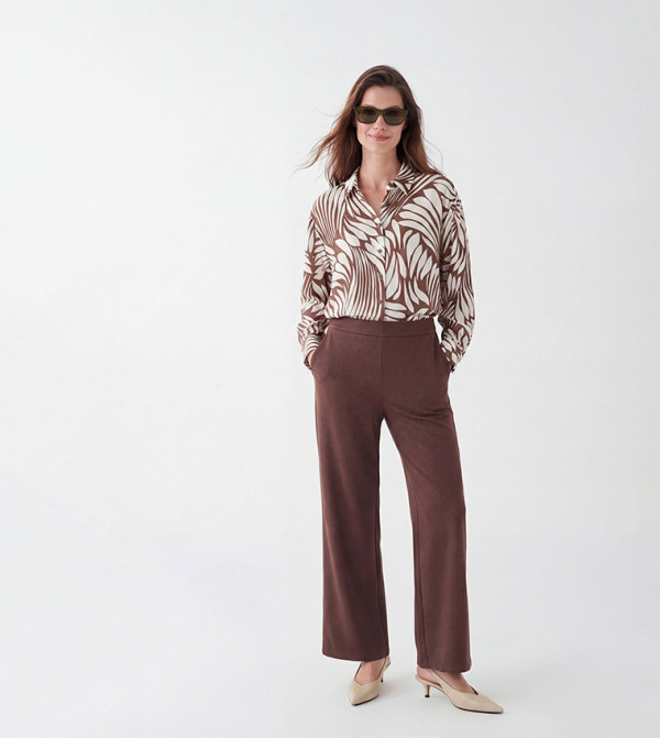 MODEST Elastic Waist Patterned Satin Trousers