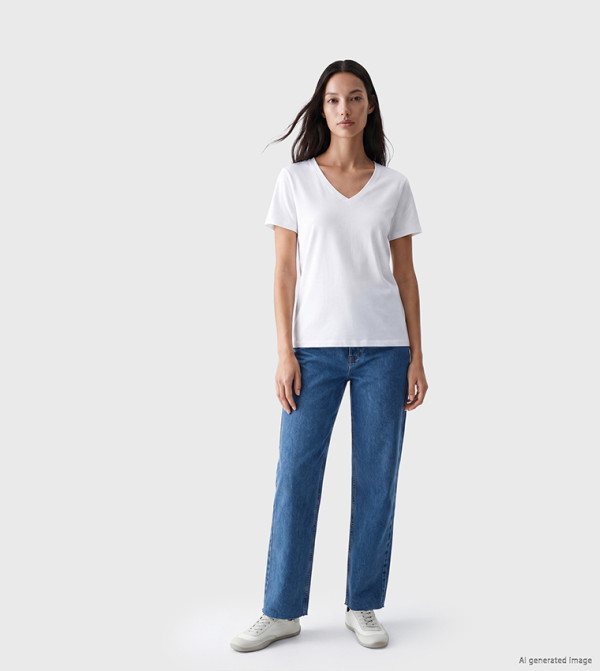 Faded High Waist Straight Fit Jeans