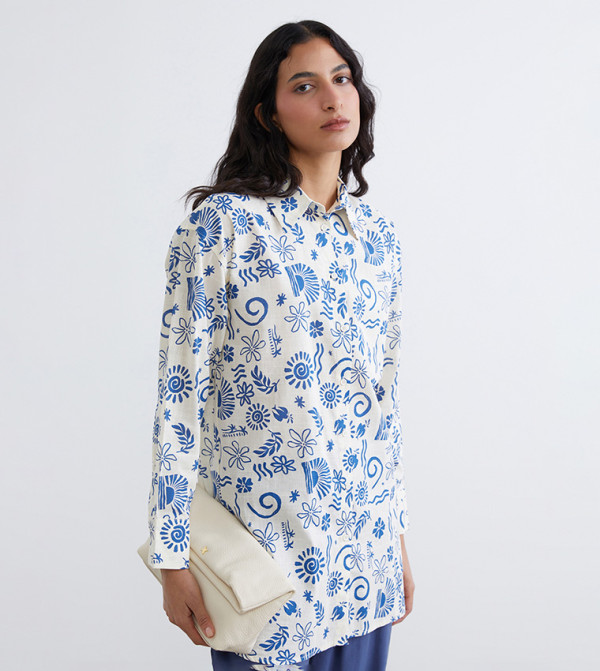 Patterned Long Sleeves Shirt Tunic