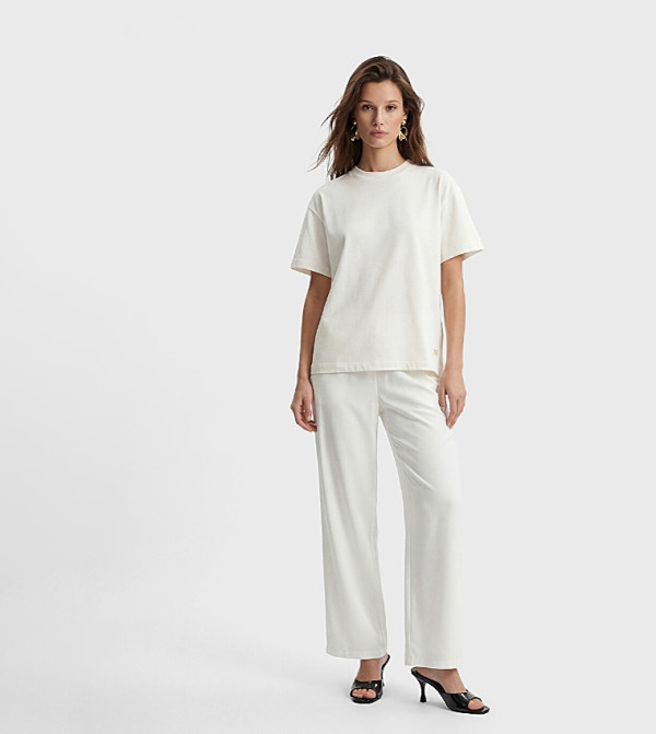 Elastic Waist Straight Fit Trousers