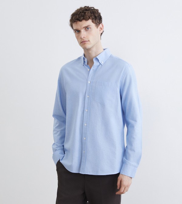 Solid Regular Fit Long Sleeves Oxford Shirt