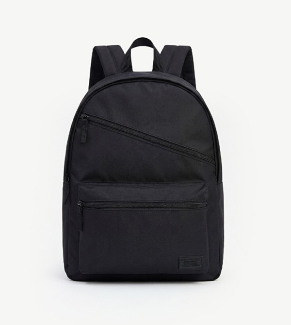 Solid Zipper Laptop Backpack