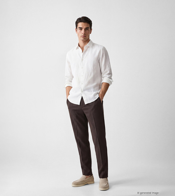 Textured Drawstring Waist Trousers