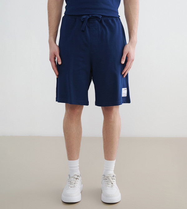 Label Detail Drawstring Waist Shorts