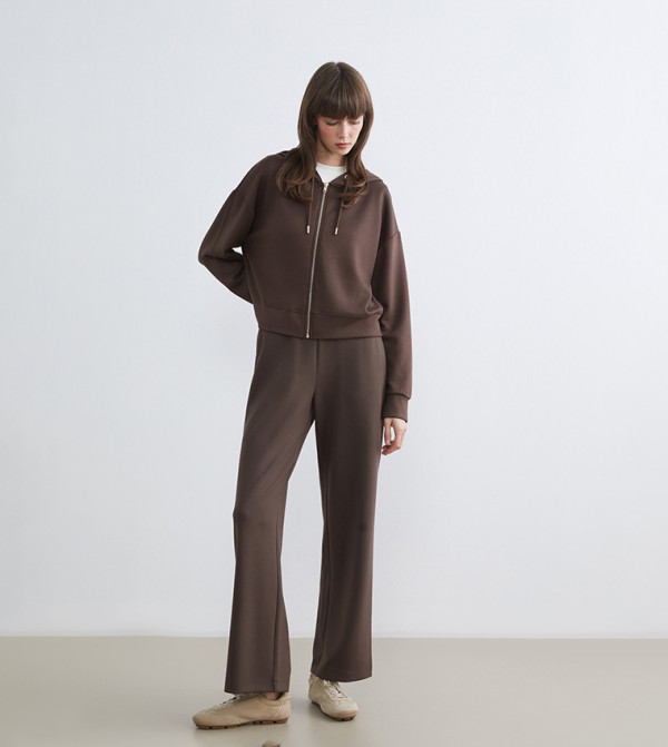 Solid Elastic Waist Soft Touch Wide Leg Sweatpants