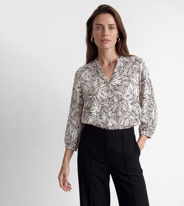 Floral Patterned Long Sleeves Top