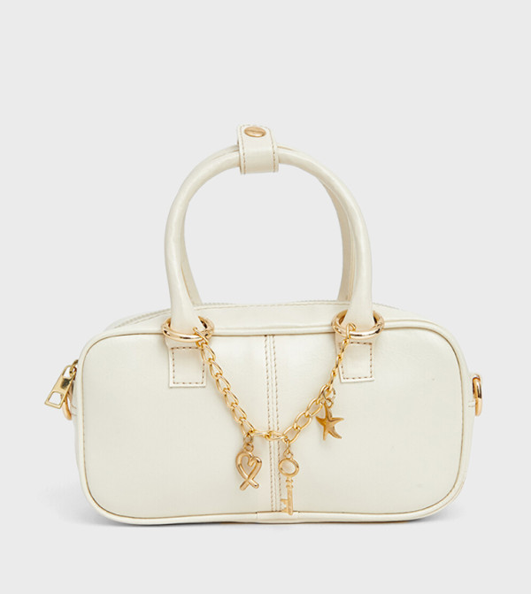 Embellished Faux Leather Handheld Bag