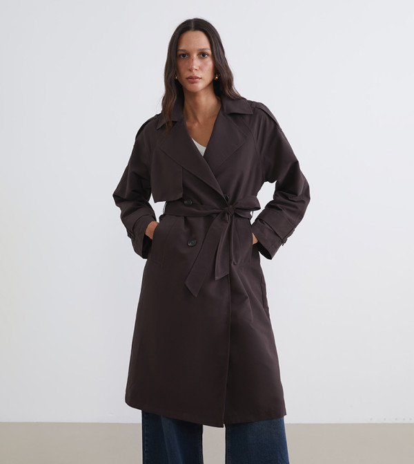 Double Breasted Belted Trench Coat