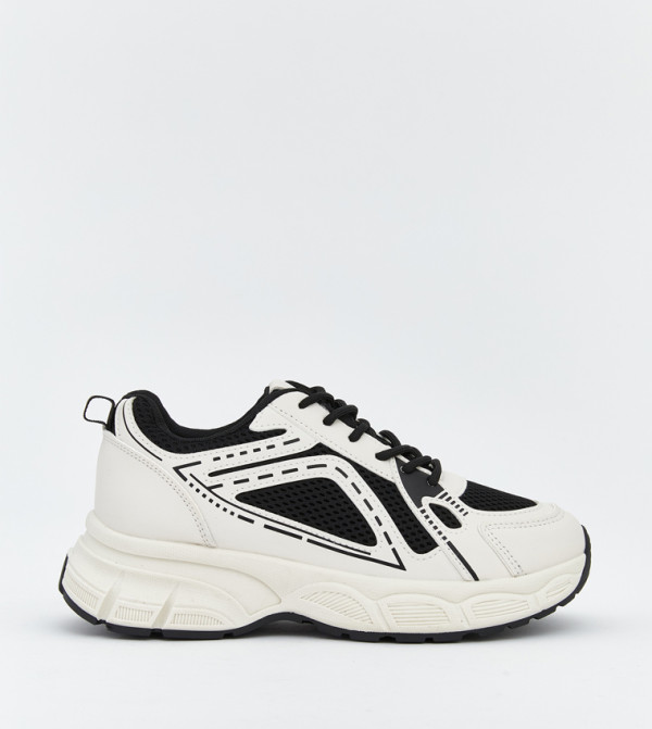 Color Block Lace-Up Chunky Sneakers