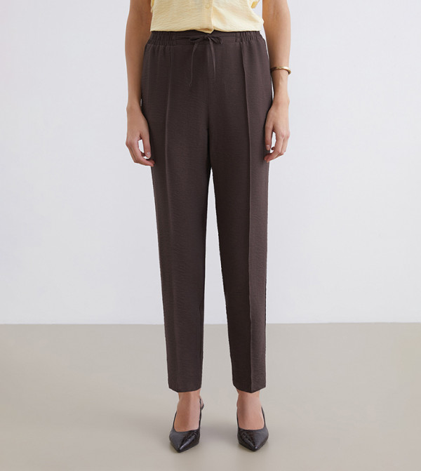 Drawstring Waist Slim Fit Trousers