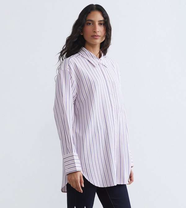 Striped Long Sleeves Oversized Shirt