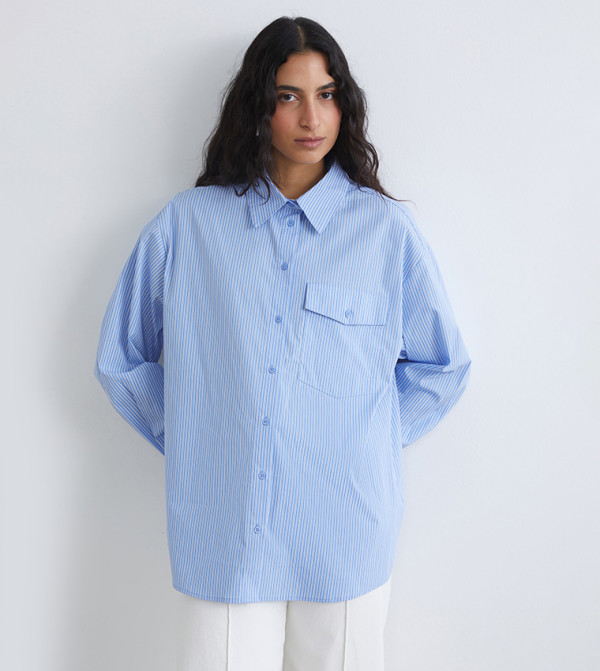Modest Striped Oversized Shirt Tunic