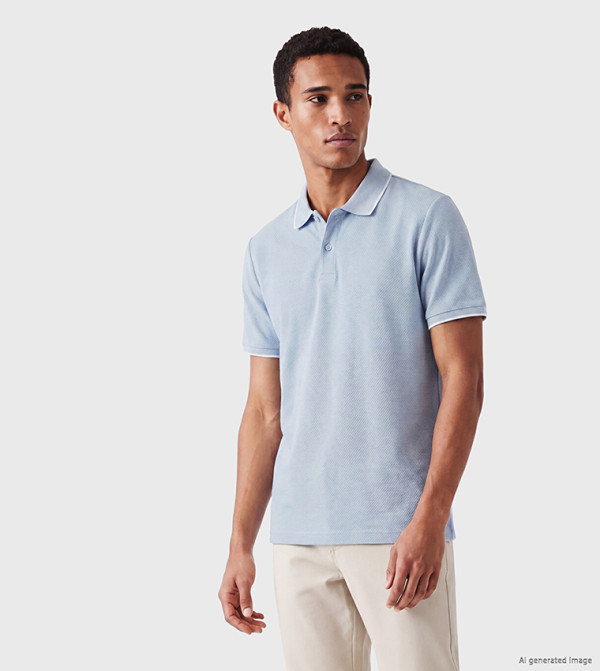 Textured Short Sleeves Polo T-Shirt