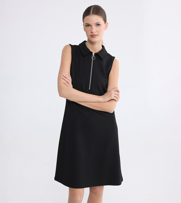 Half-Zip Collar Sleeveless Mini Dress