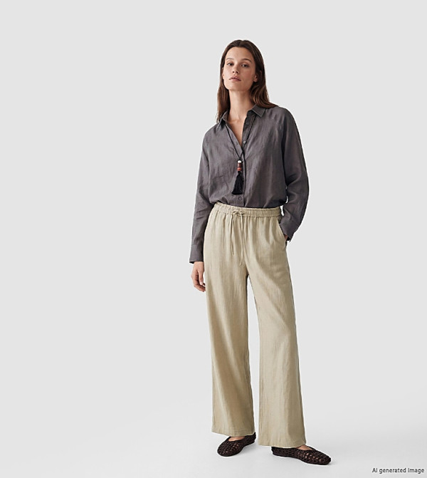 Textured Drawstring Waist Trousers