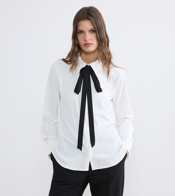 Scarf Detailed Long Sleeves Shirt