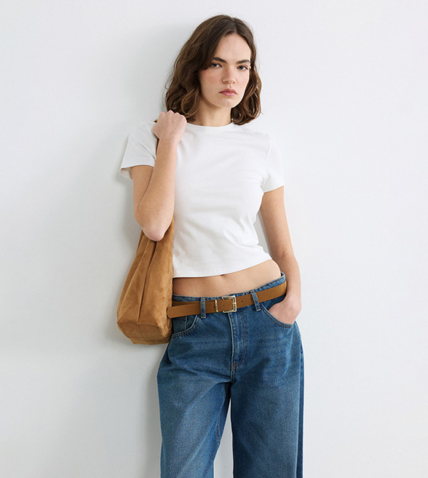 Solid Crew Neck Short Sleeves Crop Top