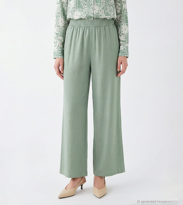 Elastic Waist Wide Leg Trousers