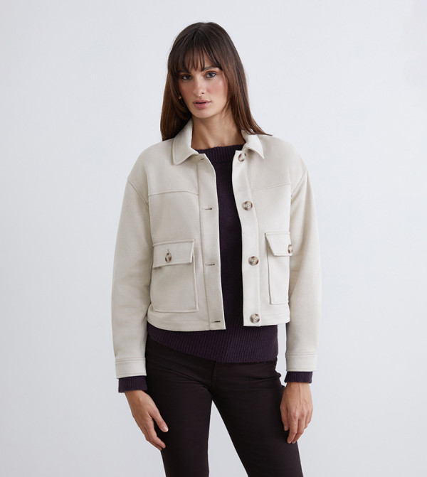 Long Sleeves Suede Look Jacket