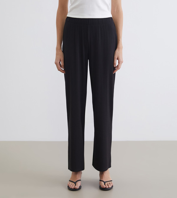 Textured Wide Leg Trousers