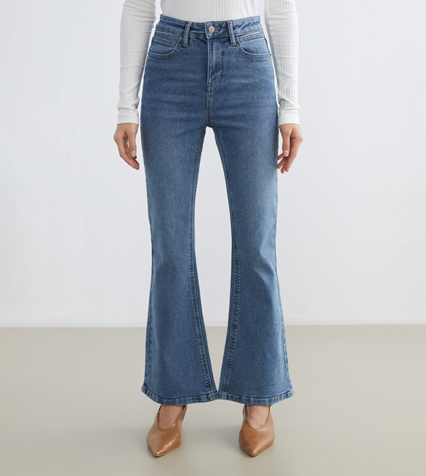 Washed High Waist Flared Jeans