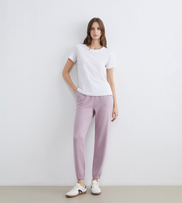 Solid Elastic Waist Soft Touch Joggers