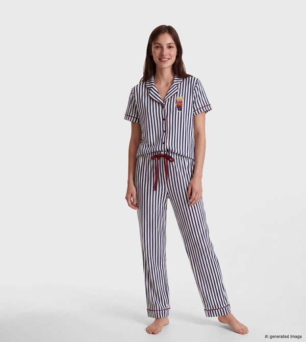 Striped Short Sleeves Pyjama Set