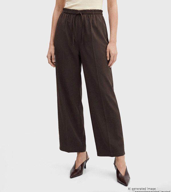 Drawstring Waist Wide Leg Casual Pants