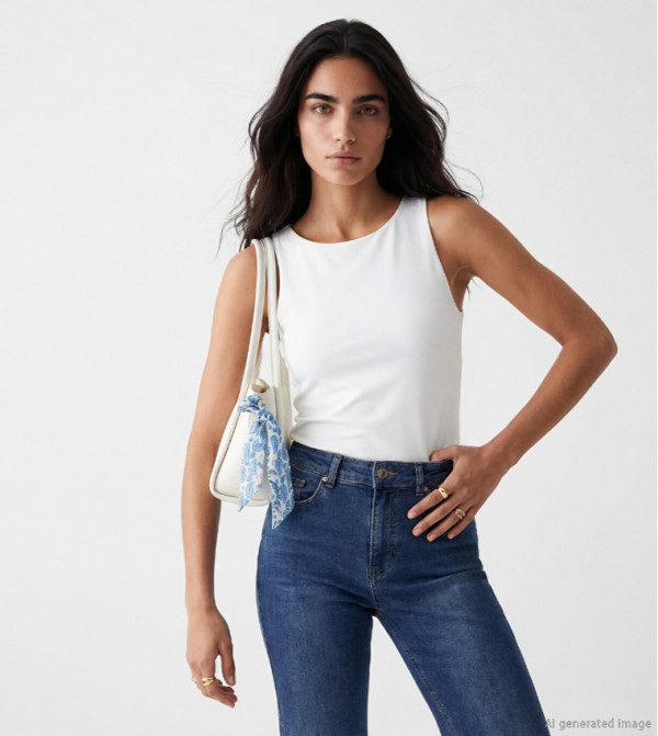 Solid Crew Neck Sleeveless Top