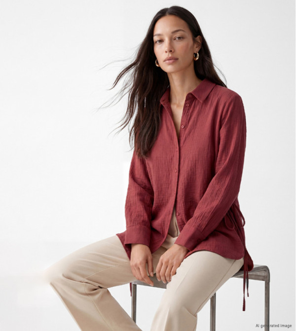 Textured Long Sleeves Shirt Tunic